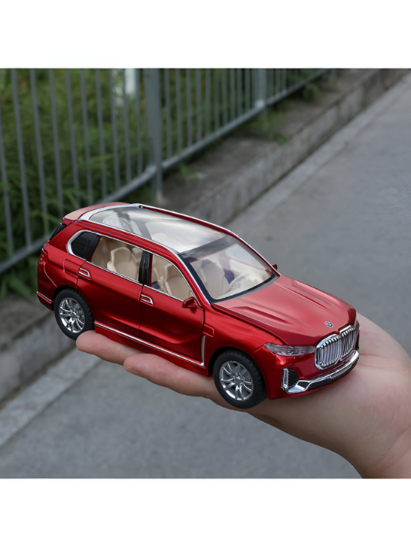 BMW X7 Alloy Diecast Model Car 1:24 Scale | Red Pull Back Toy Car with Sound, Light & Spray Effect | Metal Toy TV5279