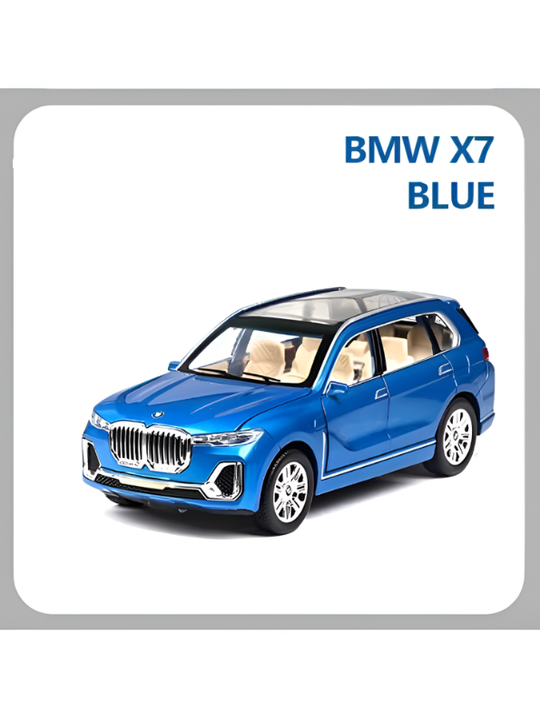 BMW X7 Alloy Diecast Model Car 1:24 Scale | Blue Pull Back Toy Car with Sound, Light & Spray Effect | Metal Toy TV5279