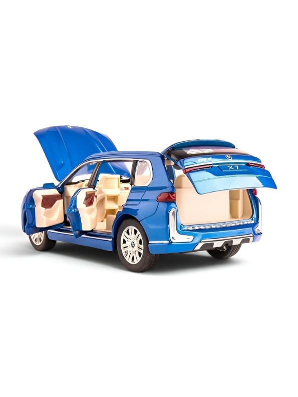 BMW X7 Alloy Diecast Model Car 1:24 Scale | Blue Pull Back Toy Car with Sound, Light & Spray Effect | Metal Toy TV5279