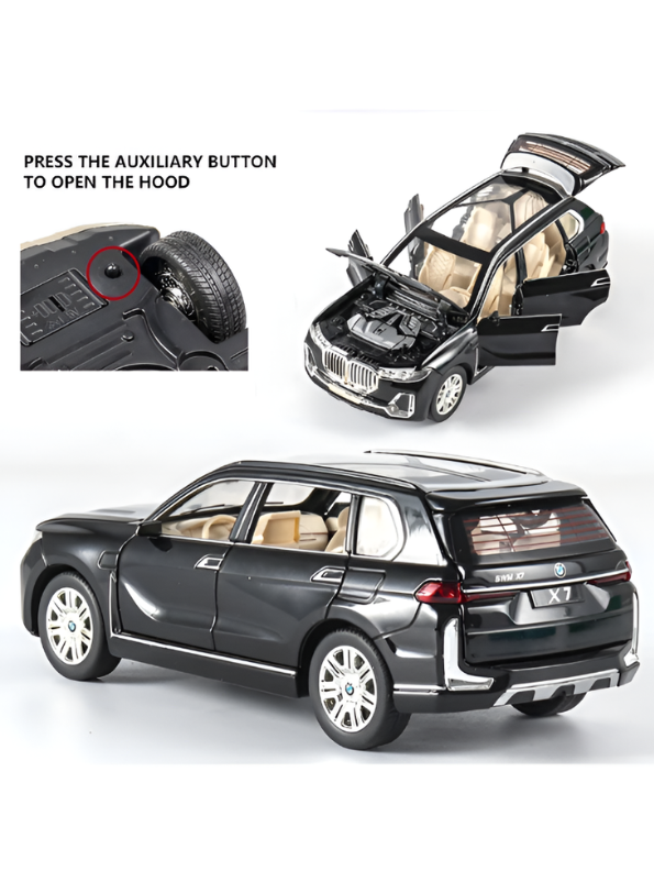 BMW X7 Alloy Diecast Model Car 1:24 Scale | Pull Back Toy Car with Sound, Light & Spray Effect | Metal Toy TV5279