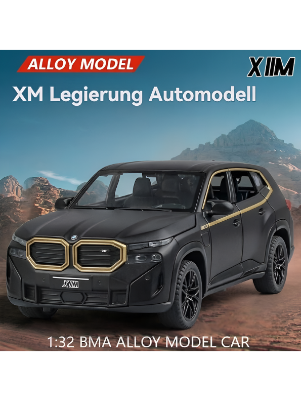 BMW XM Diecast Metal Toy Car Model 1:32 Scale Black Alloy Model Car with Acrylic Display Box MD27