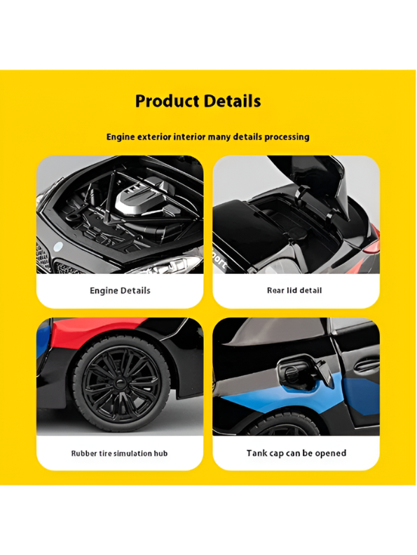 BMW Z4 Diecast Alloy Model Car 1:24 Scale Collectible Vehicle – Black Premium Metal Car Model MD599
