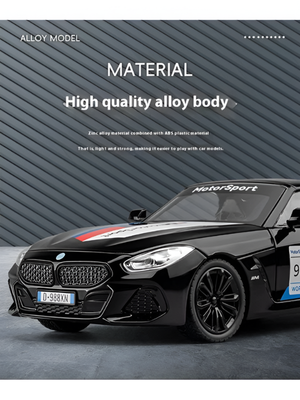 BMW Z4 Diecast Alloy Model Car 1:24 Scale Collectible Vehicle – Black Premium Metal Car Model MD599