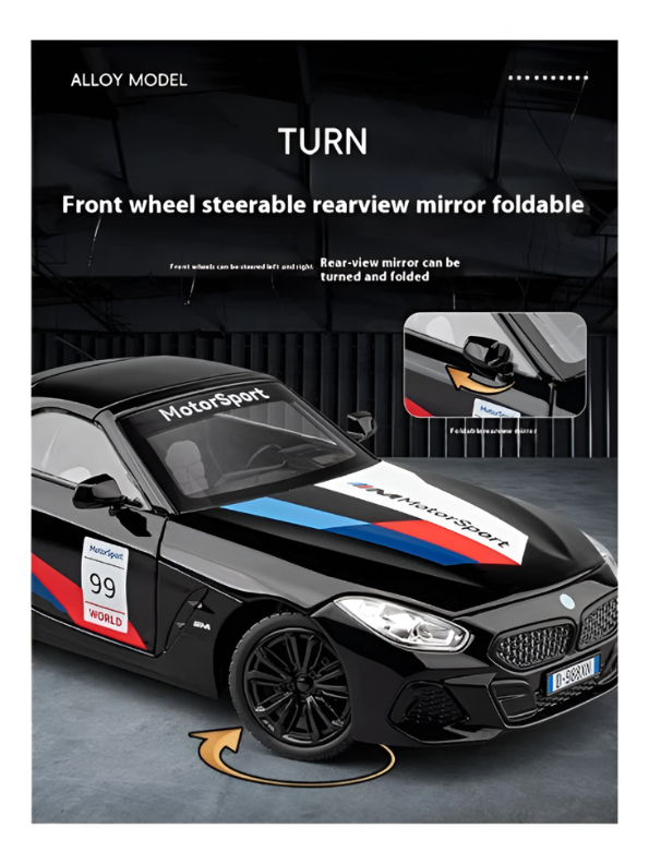 BMW Z4 Diecast Alloy Model Car 1:24 Scale Collectible Vehicle – Black Premium Metal Car Model MD599