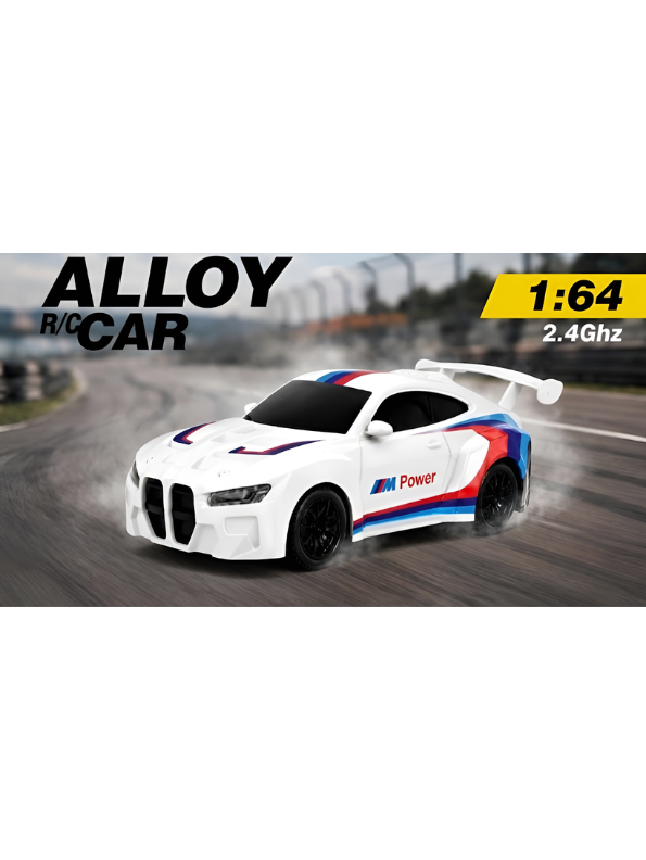 BMW M4 GT3 RC Drift Car - 1:64 Scale Mini Alloy Remote Control with Acrylic Display Box MD585