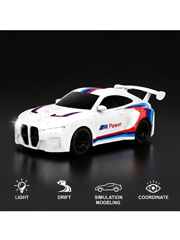 BMW M4 GT3 RC Drift Car - 1:64 Scale Mini Alloy Remote Control with Acrylic Display Box MD585