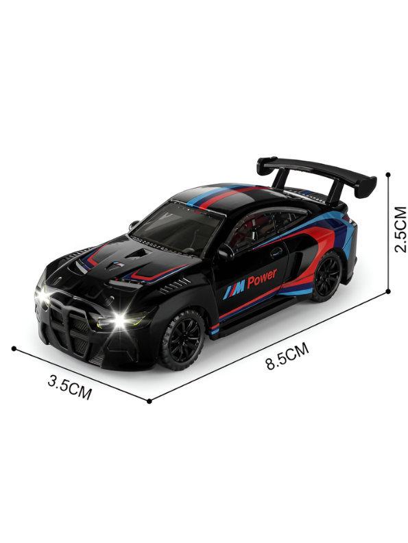 BMW M4 GT3 RC Drift Car - Black 1:64 Scale Mini Alloy Remote Control with Acrylic Display Box MD585