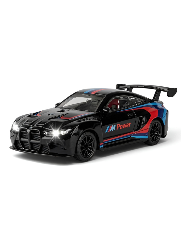 BMW M4 GT3 RC Drift Car - Black 1:64 Scale Mini Alloy Remote Control with Acrylic Display Box MD585