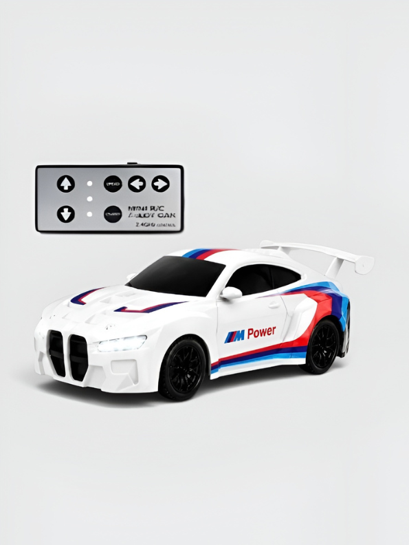 BMW M4 GT3 RC Drift Car - 1:64 Scale Mini Alloy Remote Control with Acrylic Display Box MD585
