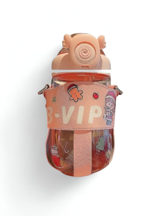 Pink - Baby Drink Bouncing Cup Water Bottle – Cute Mini Sports Bottle with Straw for Toddlers NOV1340.