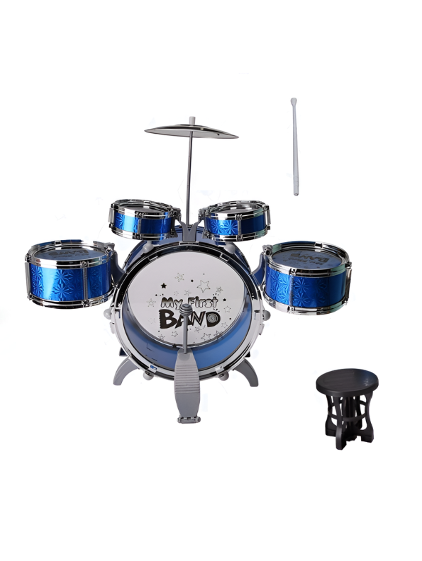 Band Kids Drum Set Toy - 5-Piece Musical Instrument Kit for Toddlers & Children - Blue TV1103