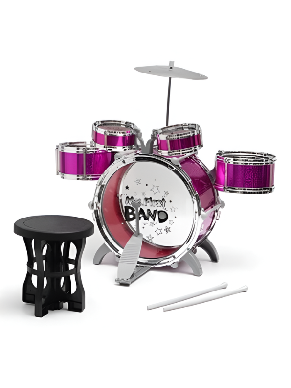 Band Kids Drum Set Toy - 5-Piece Musical Instrument Kit for Toddlers & Children - Pink TV1103
