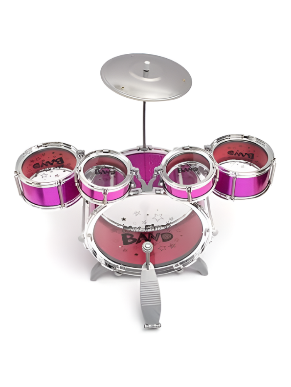 Band Kids Drum Set Toy - 5-Piece Musical Instrument Kit for Toddlers & Children - Pink TV1103