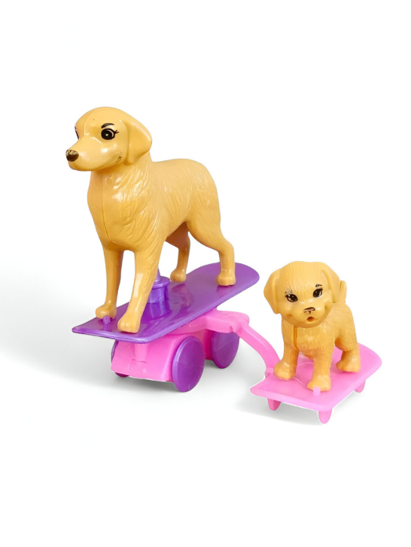 Barbie Doll Bicycle Toy with Puppy Pet Playset – Pastel Doll Bike & Puppy on Wheels LMI15420.