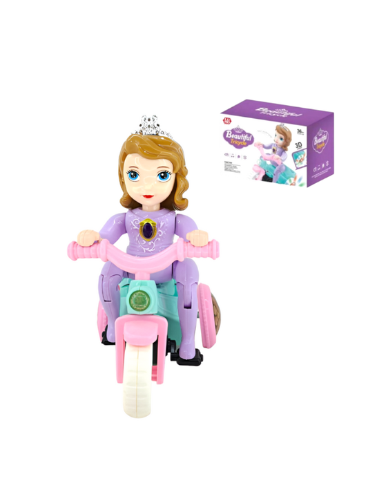 Beautiful Princess Musical Tricycle Toy for Girls | Bump & Go Action Electric Princess Doll Bike with 3D Colorful Lights & Music | Battery Operated Kids Toy LMI7696.