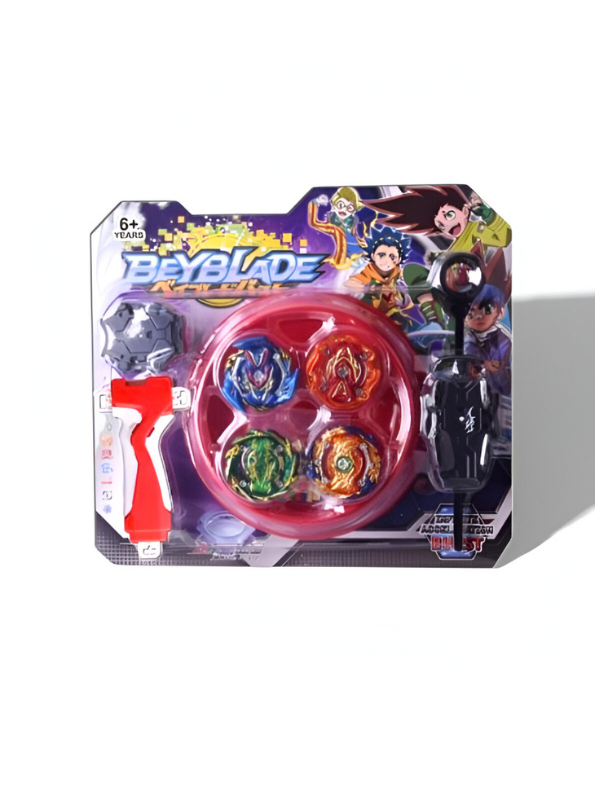 Beyblade Burst Battle Toy Set – 6+ – 4-Pack Spinning Tops with Launcher and Power Grip Red NX15822.