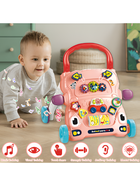 Bibi-Inn Baby Walker Activity Center – Adjustable Weight Anti-Slip Toddler Walker with Detachable Toy Car and Musical Gear Roller TV7091
