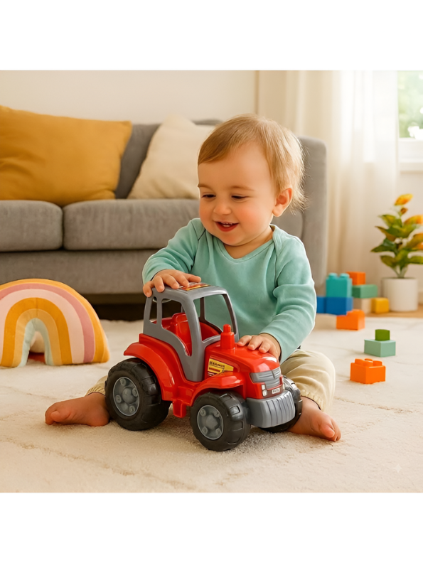 Big Red Farm Tractor Vehicle Toy – Durable Plastic Construction Truck for Kids