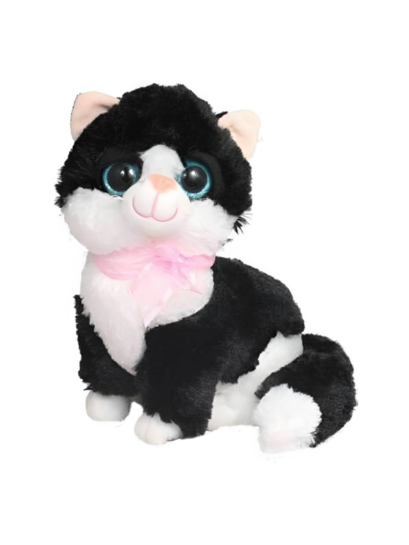 Black & White Tuxedo Cat Plush Toy – 20 cm Soft Sitting Kitten Stuffed Animal ST15636.
