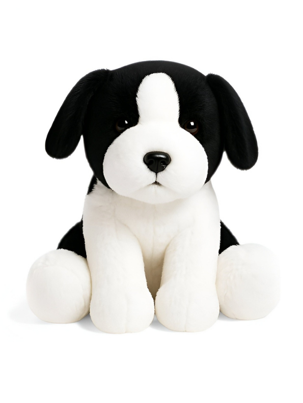 Black and White Puppy Plush Toy 25cm – Soft Floppy Ear Dog Stuffed Toy ST16297.