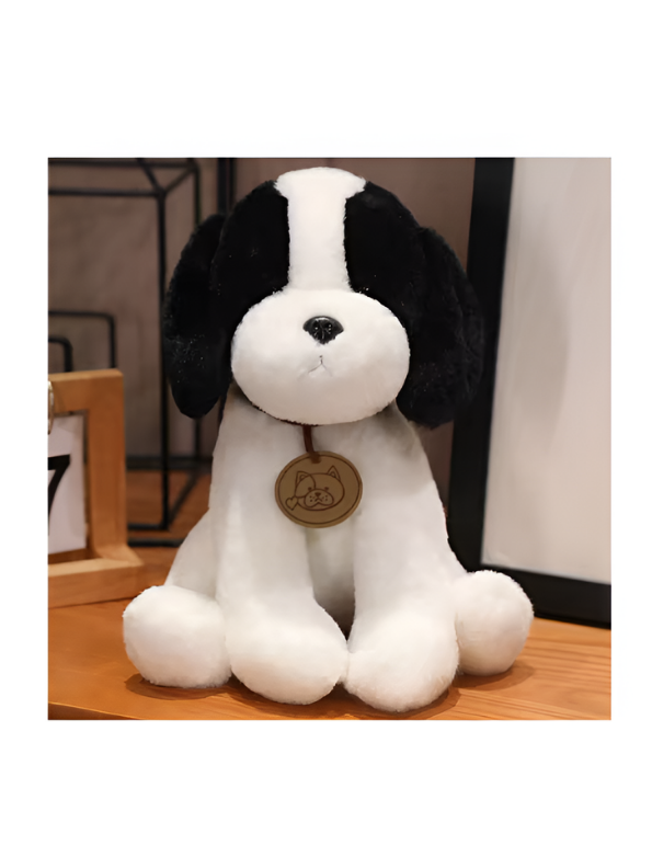 Black and White Puppy Plush Toy 25cm – Soft Floppy Ear Dog Stuffed Toy ST16297.