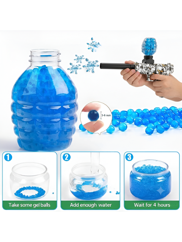 Blokk Blaster Automatic Gel Ball Gun with Water Bead Hopper & Silencer Extension, Write Graffiti Splatter MD446