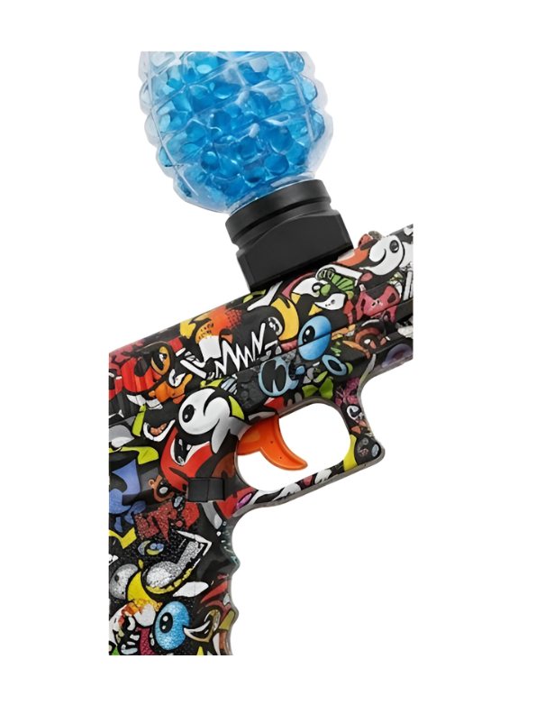 Blokk Blaster Automatic Gel Ball Gun with Water Bead Hopper & Silencer Extension, Red Graffiti Splatter MD446