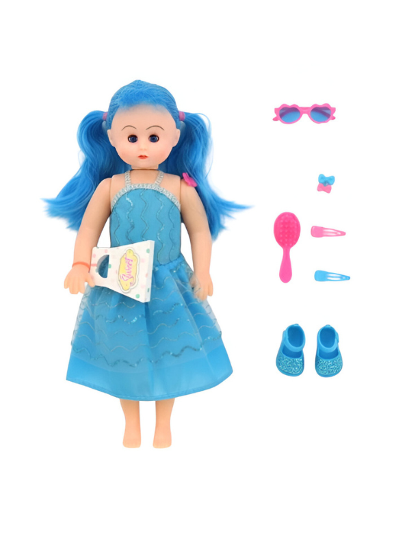 Blue Hair Fashion Doll Play Set with Accessories Movable Girl Doll LMI9443.