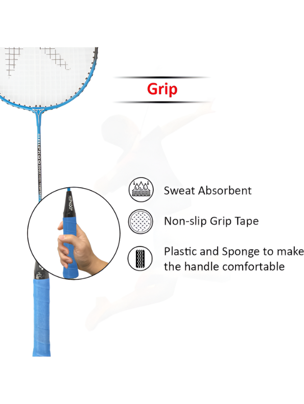 Blue 2-Piece Badminton Racket Set, High-Performance T-Joint Frame, Shock-Absorbing Comfort Handle, Includes Durable Racket Bag LMI1322