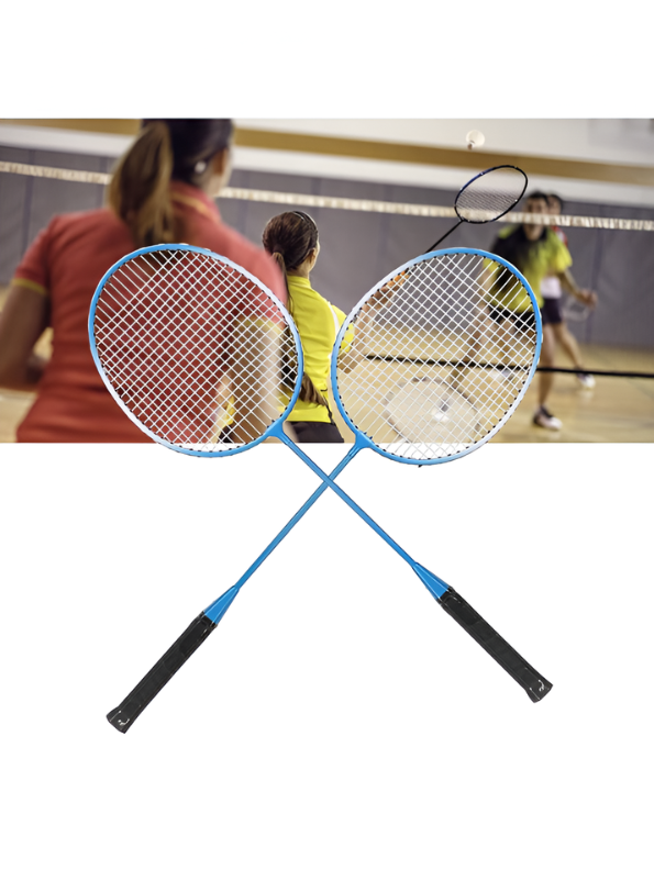 Blue 2-Piece Badminton Racket Set, High-Performance T-Joint Frame, Shock-Absorbing Comfort Handle, Includes Durable Racket Bag LMI1322