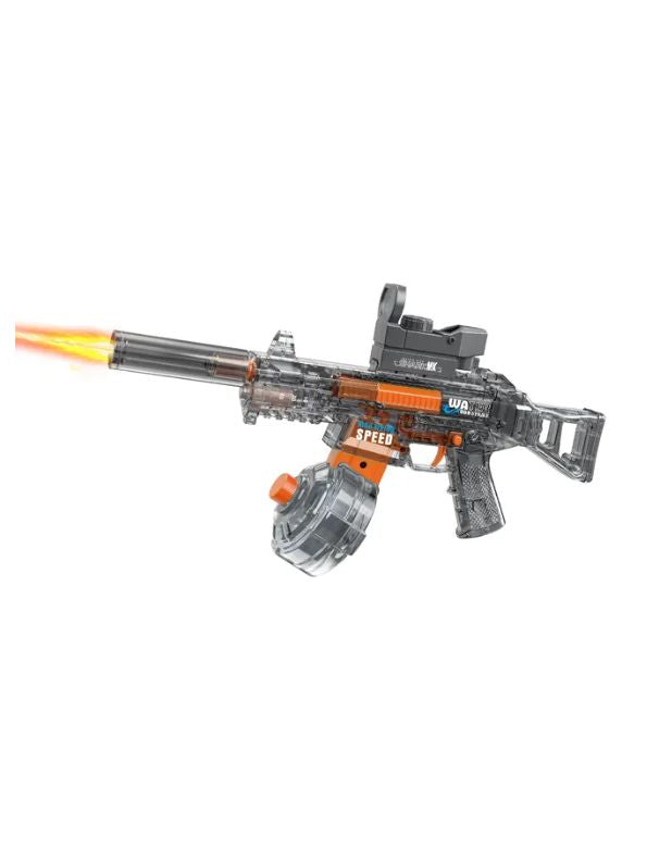 Blue UMP45 HydroBlast - Electric UMP45 Water Gun Pichkari – High-Pressure Powerful Water Squirt Gun with LED Cap for Summer Fun