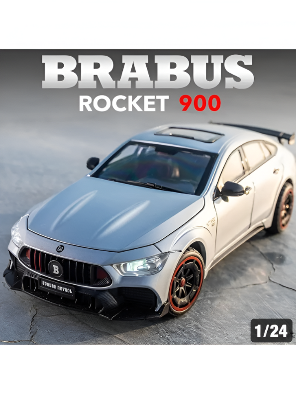 Brabus Rocket 900 – Metal Diecast Model Car Scale 1/24 with Light & Sound for Kids Silver LMI15747.