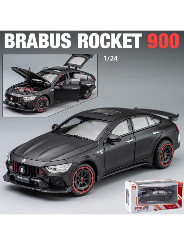 Brabus Rocket 900 – Metal Diecast Model Car Scale 1/24 with Light & Sound for Kids Black LMI15747.