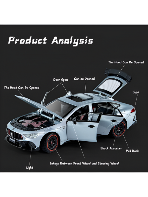 Brabus Rocket 900 – Metal Diecast Model Car Scale 1/24 with Light & Sound for Kids Silver LMI15747.