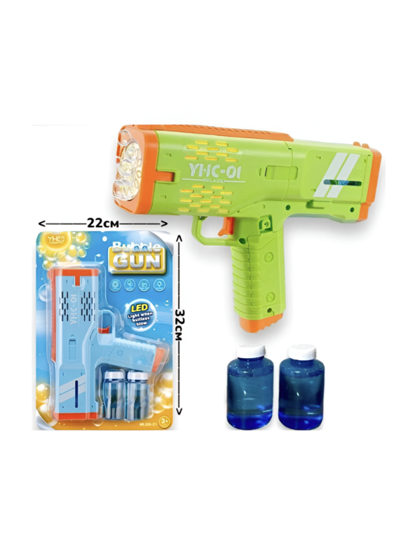 Bubble Gun Blaster Toy – Bubble Shooter with 2 Bubble Solution Bottles LMI16593.