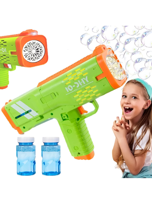 Bubble Gun Blaster Toy – Bubble Shooter with 2 Bubble Solution Bottles LMI16593.