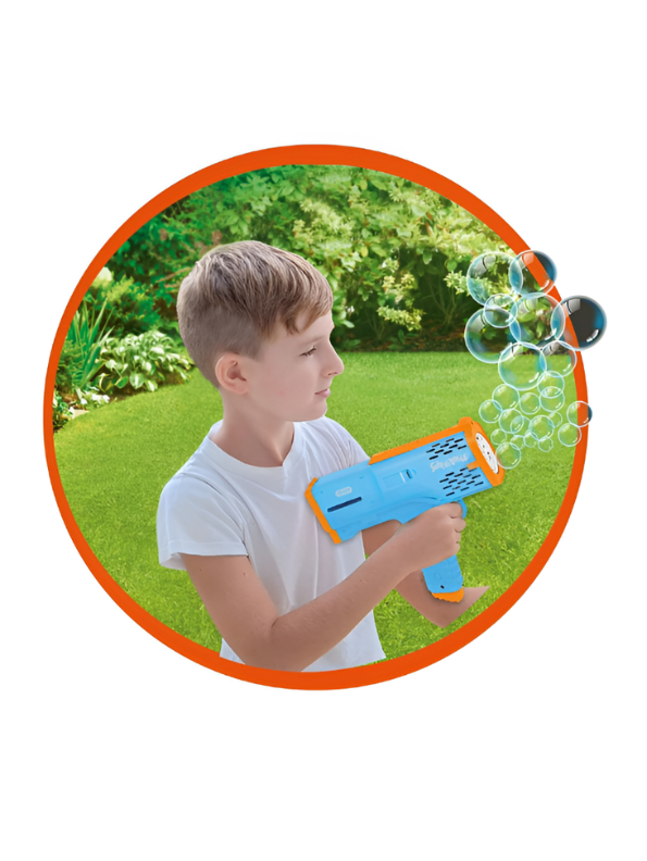 Bubble Gun Blaster Toy – Bubble Shooter with 2 Bubble Solution Bottles Blue LMI16593.