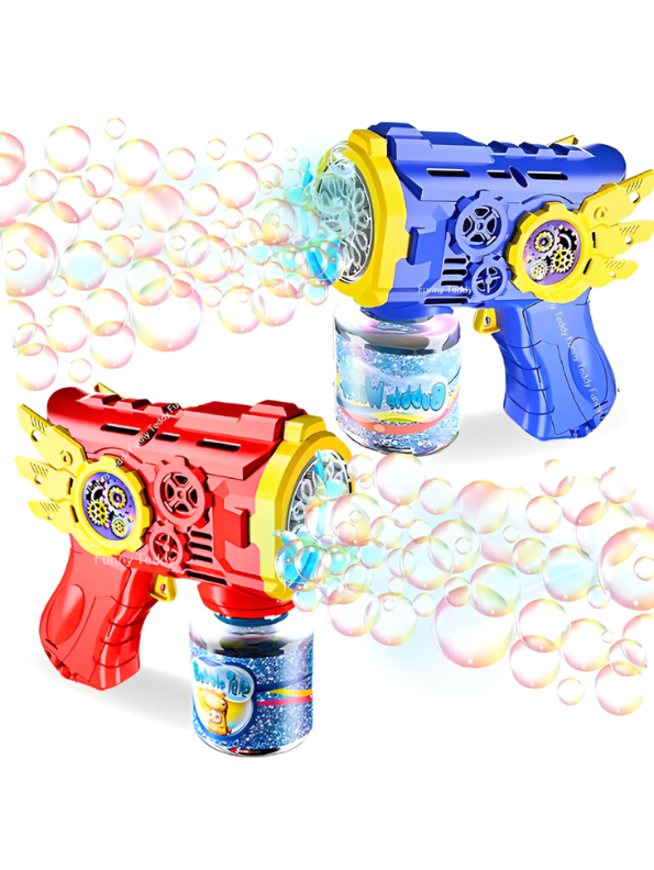 Bubble Gun with LED Lights & Rotating Gears, Leak-Proof Blue LMI16604.