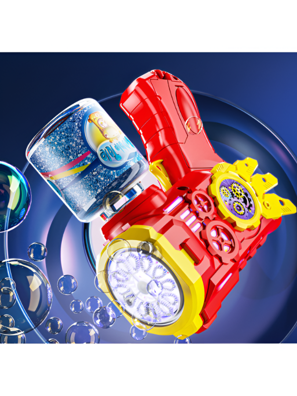 Bubble Gun with LED Lights & Rotating Gears, Leak-Proof Blue LMI16604.
