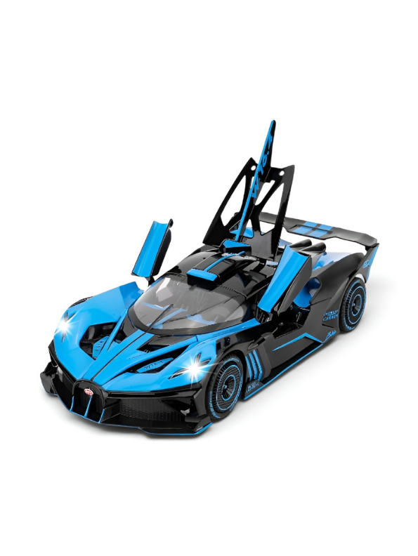 Bugatti Bolide Diecast Model Car – Blue Scale 1:24 With Smoke Zinc Alloy Diecast Car Collectible for Kids and Adults LMI15527