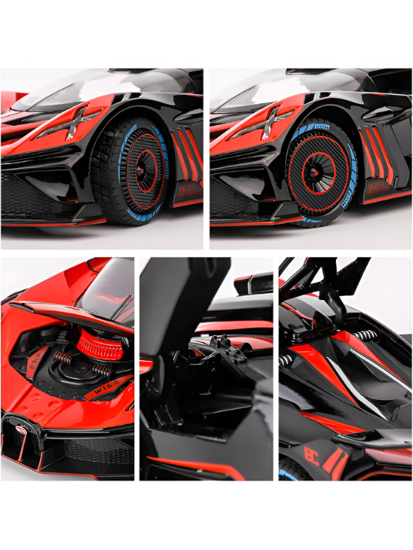 Bugatti Bolide Diecast Model Car – Scale 1:24 With Smoke Zinc Alloy Diecast Car Collectible for Kids and Adults LMI15527