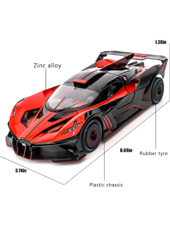 Bugatti Bolide Diecast Model Car – Scale 1:24 With Smoke Zinc Alloy Diecast Car Collectible for Kids and Adults LMI15527