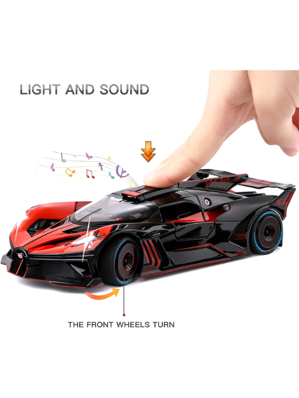 Bugatti Bolide Diecast Model Car – Scale 1:24 With Smoke Zinc Alloy Diecast Car Collectible for Kids and Adults LMI15527