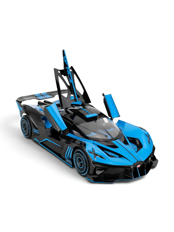 Bugatti Bolide Diecast Model Car – Blue Scale 1:24 With Smoke Zinc Alloy Diecast Car Collectible for Kids and Adults LMI15527