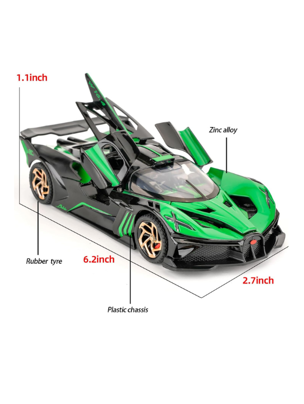 Bugatti Bolide Metal Diecast Car - Green Scale 1:32