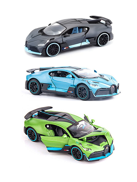 Bugatti Divo Pull Back Diecast Cars Scale 1:32 Pack Of 3 - Black, Blue, Green (MS-M-46) - Toyloft