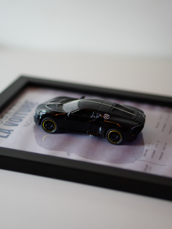 Bugatti La Voiture Noire 3D Frame Diecast Model Car – Luxury Hypercar Wall Display Collectible.