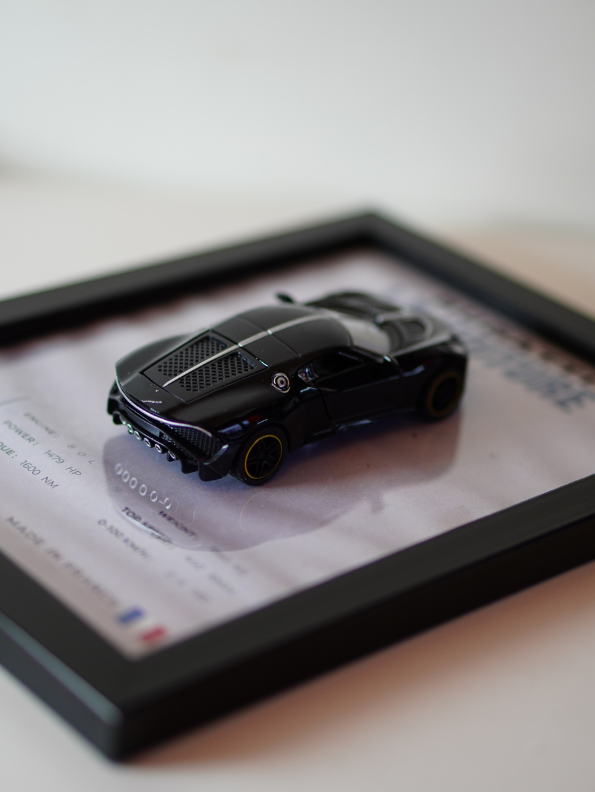 Bugatti La Voiture Noire 3D Frame Diecast Model Car – Luxury Hypercar Wall Display Collectible.