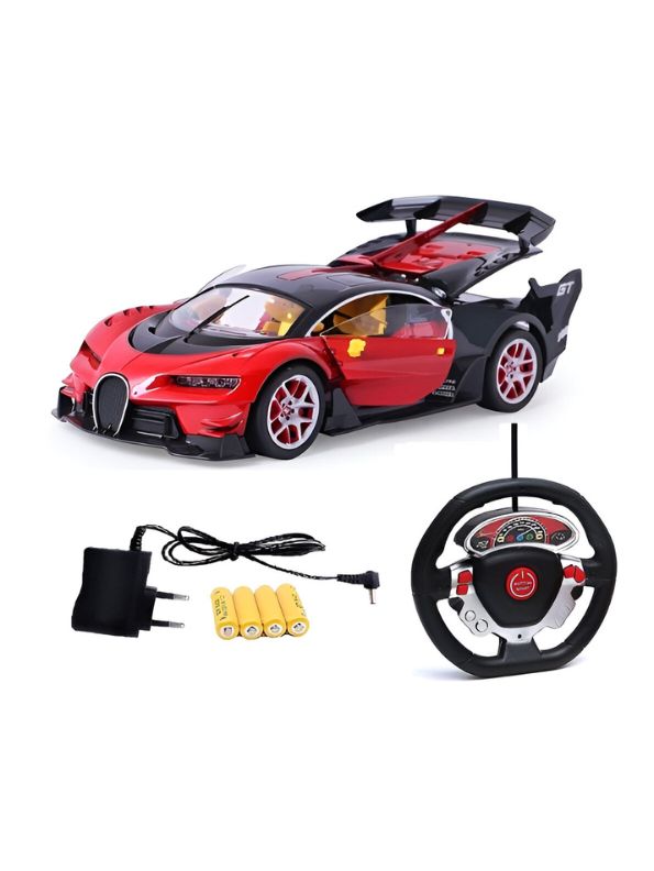 Bugatti Remote Control Car 1:16 Scale Red – High-Speed Racing RC Car with LED Headlights, Batteries Included, Stylish Design for Kids.