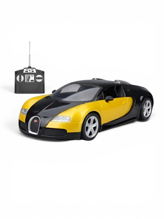 Bugatti Veyron Remote Control RC Car with Lights & Smooth Steering Yellow LMI8612.